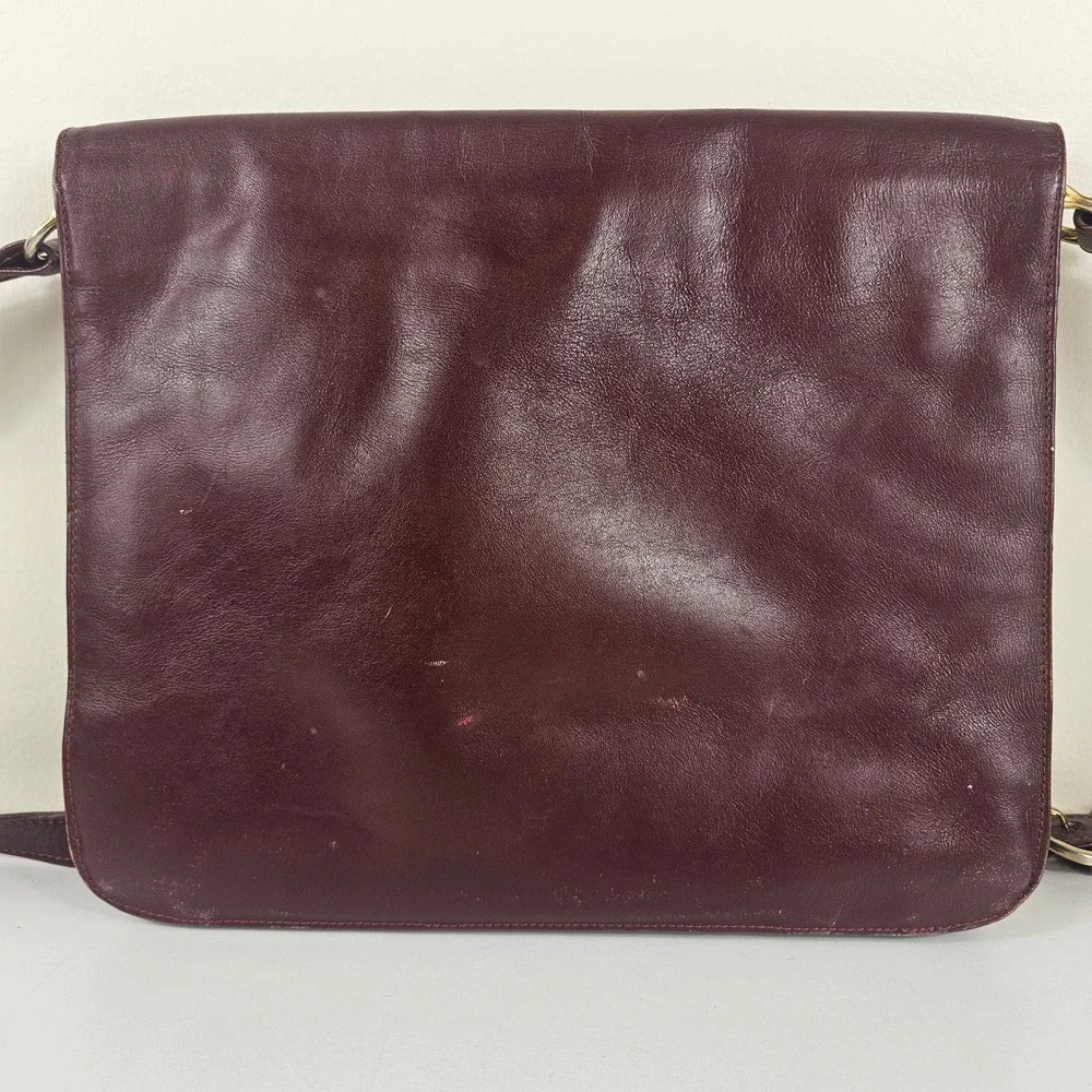 Cartier Vintage Must de Cartier Bordeaux Leather Crossbody Shoulder Bag Gold